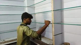 glass shelf fitting Kaise kare || 8mm glass shelf installation|| how to install glass shelves design