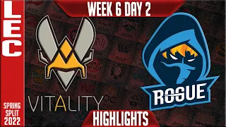 VIT vs RGE Highlights | LEC Spring 2022 W6D2 | Team Vitality vs Rogue