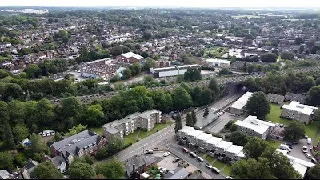 Exploring the town of Harpenden by the drone