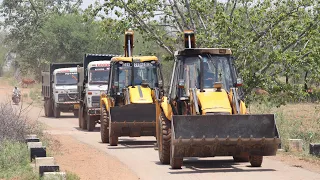 Kirloskar JCB Backhoe and JCB 3dx Eco Loading Mud in 2 Tata 2518 Truck For Making Farm