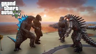 Godzilla and Kong vs Mechagodzilla and Mechakong Epic Battle - GTA V mods