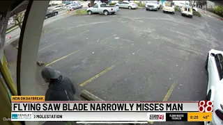 Man narrowly escapes runaway saw blade
