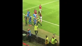 Wild fans from the incident during Nice vs Marseille. Payet threw bottles back into the crowd.