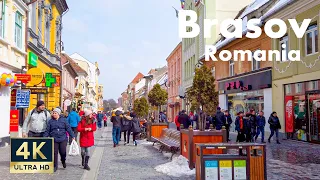 Brasov Romania 🇷🇴 4K With Audio Walking Tour March 2022