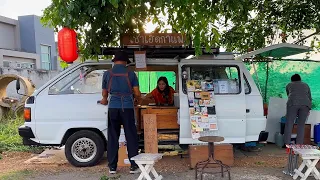 ASMR Cafe Vlog Mini Coffee Van Truck shop Barista Working Kopi Street Roadside Mobile Café Ideas 4K