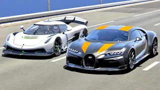 Bugatti Chiron Super Sport 300+ vs Koenigsegg Jesko - Drag Race 20KM