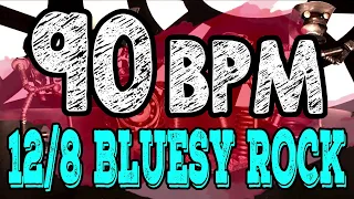 90 BPM - Blues Rock Shuffle #1  - 12/8 Drum Track - Metronome - Drum Beat