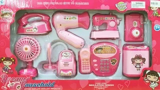 8-piece toy: iron, washing machine, sewing machine, phone, camera (Chim Xinh channel)