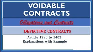 Voidable Contracts. Article 1390-1402. Defective Contracts. Obligations and Contracts.