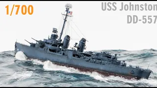 Building the USS Johnston DD-557 Fletcher Class Destroyer 1/700 Scale Model Ship