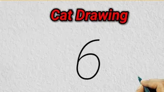 Easy cat drawing with number 6| Easy cat drawing#drawing@bably drawing talent