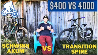 Walmart Hardtail Mountain Bike (heavily upgraded Schwinn Axum) vs Enduro Beast (Transition Spire)