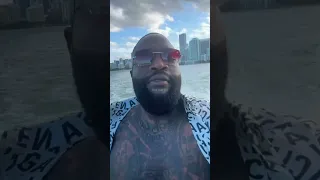 Rick Ross Celebrates Champagne Moments Video Release On Yacht In Miami.