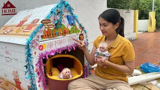 Mom makes a new house for baby monkey Abi