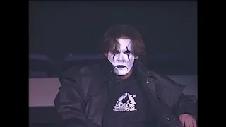Sting appears high above Arena for the 1st time! Syxx calls him out. Sting leaves! (WCW)