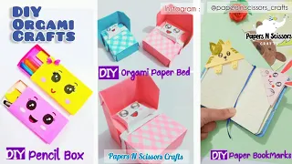 3 DIY Paper Crafts for You❤️ DIY Pencil Box ✏️🥰 DIY Mini Paper Bed 🛏️✨DIY Cat BookMarks 🐈🔖