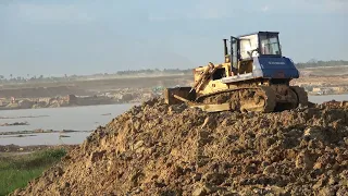 Incredible Construction Equipment Bulldozer Pushing Dirt with Best Power Dump truck Unloading Dirt