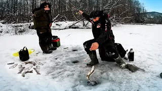 Зимняя рыбалка в тайге. Бешеный клев ленка и хариуса на короеда. Зимняя рыбалка в Сибири.