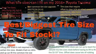 Best/Biggest Tire Size To Fit on STOCK NO LIFT 2016+ 3rd Gen Toyota Tacoma