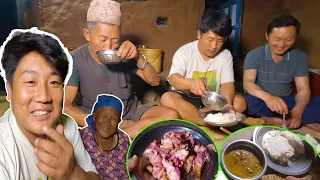 Chicken Dinner Vlog😁//Cooking & eating local chicken soup with rice//Nepali village kitchen