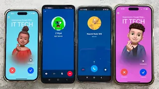 Incoming+Outgoing Call Bip vs Google Meet Samsung  Z Flip3+Xiaomi Note 10S+ IPhone 14 Pro Max+14 Pro