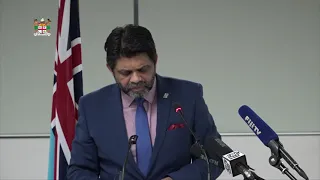 Fijian Attorney-General holds a press conference on food rations