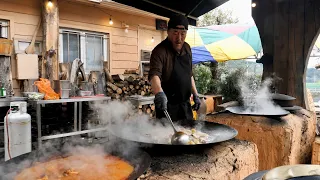 korean tradition spicy chicken soup (dakdokkeumtang) korean street food