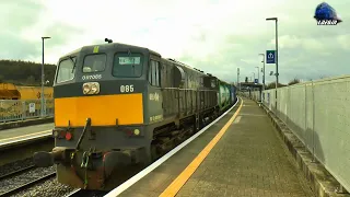 GM 085 Locomotive & IWT Liner Intermodal Train in Portarlington Railway Station - 24 February 2023