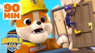 Rubble's WILD Rescues & Construction Builds! w/ Wheeler | 90 Minute Compilation | Rubble & Crew