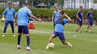 Luis Enrique back at training