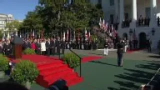 President Barack Obama welcomed Japanese Prime Minister Shinzo Abe with pomp and ceremony to the Whi