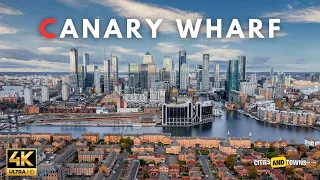 Canary Wharf, London 🇬🇧 in 4K Video by Drone ULTRA HD - Flying over Canary Wharf, London