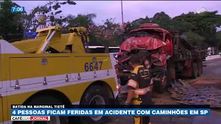 Acidente com caminhões deixa 4 feridos em SP