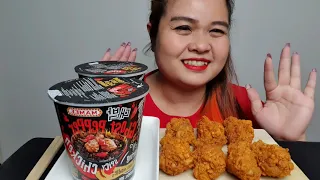 ASMR SPICY CUP NOODLES IN THE WORLD🔥 VAMPIRE CHICKEN GHOST PEPPER NOODLES MUKBANG