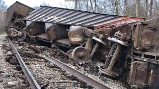 Train Derailment In Ohio!  Close Look At Railroad Accident On Main Line, Steel Does Bend & Break!