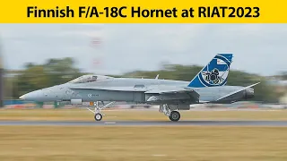 F-18 Hornet Finnish Air Force pulling high G-force at RIAT 2023