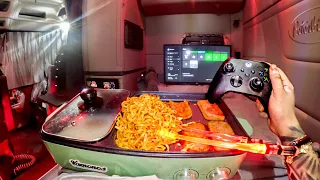 My First Relaxing Overnight Truck Camping w/ my New Xbox & Spicy Ramen on Hotpot