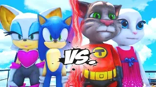 SONIC THE HEDGEHOG AND ROUGE THE BAT VS TALKING TOM AND TALKING ANGELA