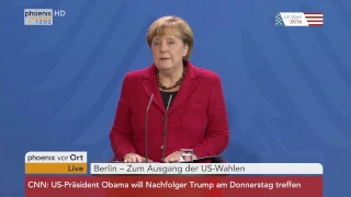 US-Wahl: Angela Merkel äußert sich zum Wahlsieg Trumps am 09.11.2016