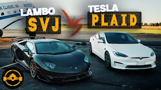 2021 Tesla Model S Plaid Eats a Lamborghini Aventador SVJ | Drag Race  - Sponsored by MotorEnvy.com