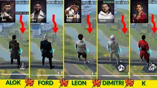 ALOK VS FORD VS LEON VS DIMITRI VS K  HP ABILITY TEST FREE FIRE//GARENA FREE FIRE A1,A2,A,S1,S2,S7