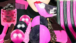 ASMR BLACKPINK DESSERTS *MOCHI, EDIBLE COMB, SPOON, JELLY NOODLES, ROCK CANDY, BOBA JELLO MUKBANG 먹방