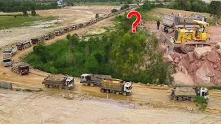 Part.147| Skillfully Landfilling Huge Area Operation With Excellent Dozers and Dump Trucks Showing,,