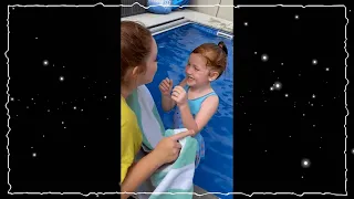 Mom PUSHED her in!! Adley learns to dive in backyard swimming pool! #Shorts