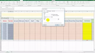 Microsoft Excel: Male:Female ratios by using data validation in Excel 2020