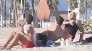 Beach Prank - Flying rubber ballsack attached to drone