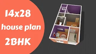 14x28 House Plan 2BHK 3D || 50 Gaj Makan Ka Naksha || Small House Plan