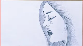 How to draw a crying girl easy-step by step pencil drawing for beginners।#art #howtodrawcryinggirl।