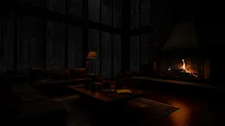 Cabin Rain Symphony - Relaxing Night Rain and Fireplace Sounds for Study, Work & Creativity 🌧️🔥