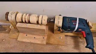 How to Make a Simple Drill Powered  Lathe machine at Home | DIY .
